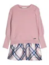 Monnalisa Flared Knitted Minidress In Pink