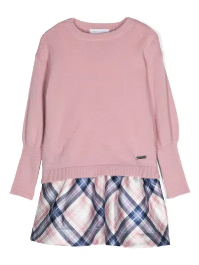 Monnalisa Kids' Flared Knitted Minidress In Pink