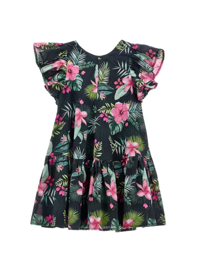Monnalisa Kids'   Flared Muslin Dress In Black