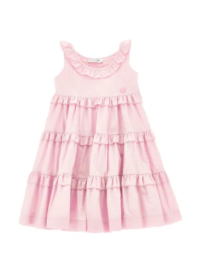Monnalisa Kids'   Flared Muslin Dress In Rosa Fairy Tale