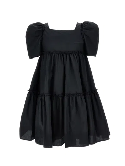 Monnalisa Kids'   Flared Poplin Dress In Black