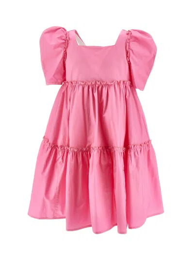 Monnalisa Kids'   Flared Poplin Dress In Sachet Pink