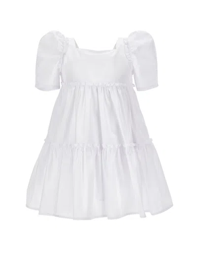 Monnalisa Kids'   Flared Poplin Dress In White