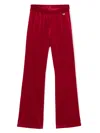 Monnalisa Flared Velvet Trousers In Red