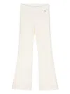 Monnalisa Flared Velvet Trousers In Neutrals