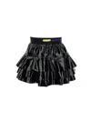 Monnalisa Flared Vinyl Skirt In Black