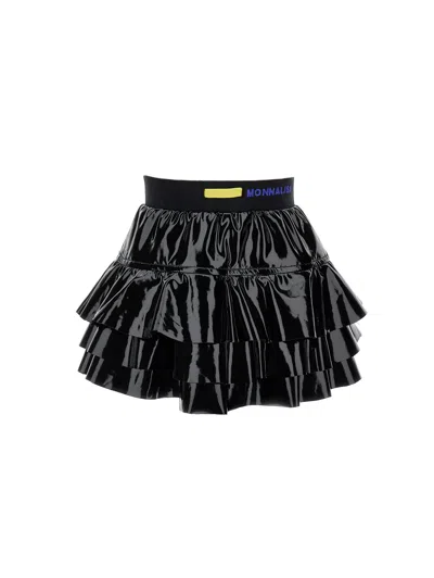 Monnalisa Kids'   Flared Vinyl Skirt In Black