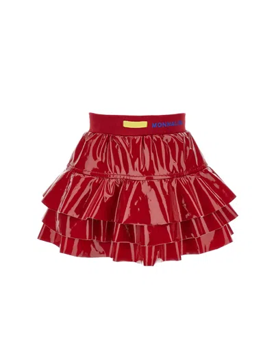 Monnalisa Kids'   Flared Vinyl Skirt In Ruby Red