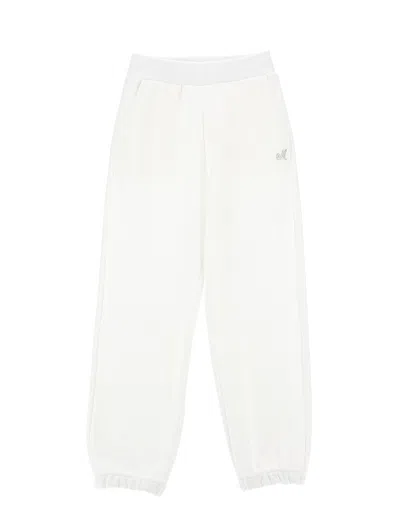 Monnalisa Kids'   Fleece And Tulle Joggers In Cream