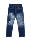 Monnalisa Fleece Denim Jeans In Blu Stone Denim
