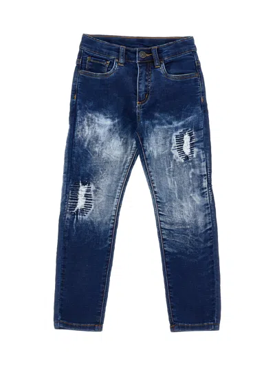 Monnalisa Kids'   Fleece Denim Jeans In Blu Stone Denim