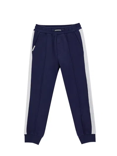 Monnalisa Kids'   Fleece Joggers In Blue + White