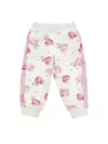 Monnalisa Fleece Joggers Flower Printed In Cream