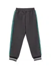 Monnalisa Fleece Joggers With Coloured Bands In Coal Grey