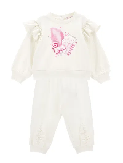 Monnalisa Kids'   Fleece Set In Cream