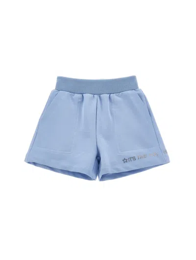 Monnalisa Kids'   Fleece Shorts In Light Blue