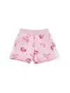 Monnalisa Fleece Shorts With Flowers In Rosa Fairy Tale