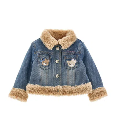 Monnalisa Kids' Fleece-trimmed Denim Jacket (3-36 Months) In Multi