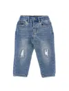 Monnalisa Fleece Trousers Embroidered On The Back In Vintage Blue