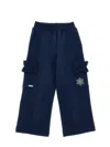 Monnalisa Fleece Trousers With Ruffles In Dark Blue
