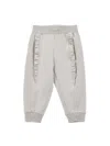 Monnalisa Fleece Trousers With Ruffles In Pearl Grey