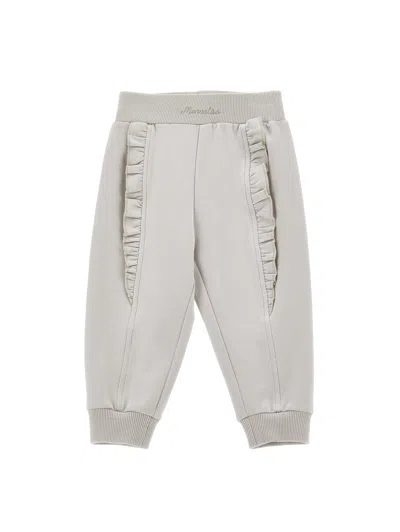 Monnalisa Kids'   Fleece Trousers With Ruffles In Pearl Grey