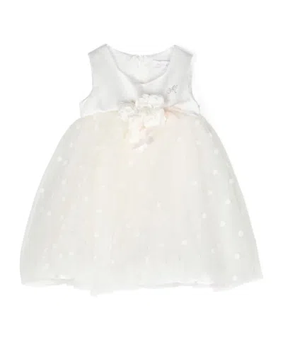 Monnalisa Flocked Tulle Flared Dress In White