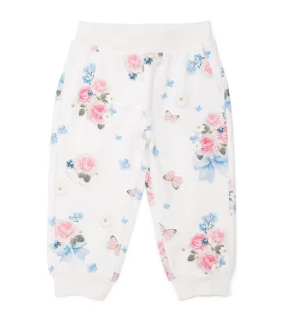 Monnalisa Kids'  Floral And Butterfly Leggings In Gray