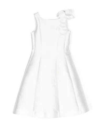 Monnalisa Floral-appliqué Flared Dress In White