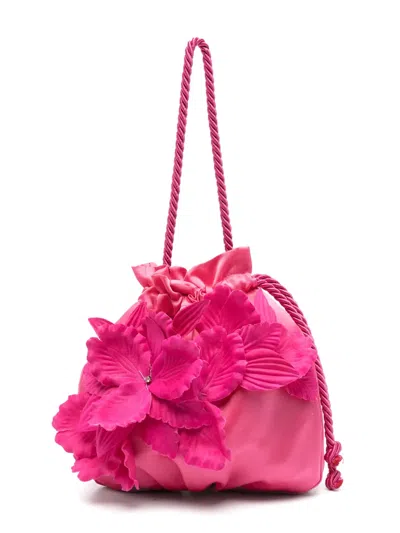 Monnalisa Kids' Floral-appliqué Bucket Bag In Pink