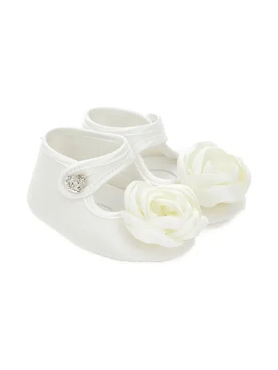 Monnalisa Babies' Floral-appliqué Crib Shoes In White