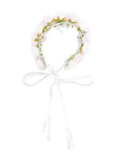 Monnalisa Kids' Floral-appliqué Crown In White