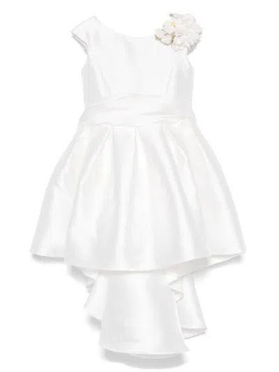 Monnalisa Kids' Floral-appliqué Dress In 0001 White
