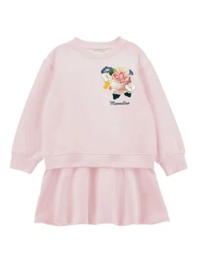 MONNALISA FLORAL-APPLIQUÉ DRESS