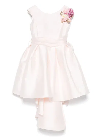 Monnalisa Kids' Floral-appliqué Dress In Pink