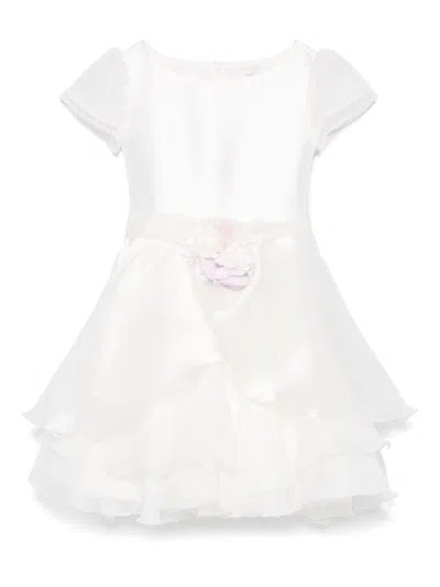Monnalisa Kids' Floral-appliqué Dress In White