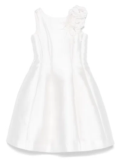 Monnalisa Kids' Floral-appliqué Dress In White