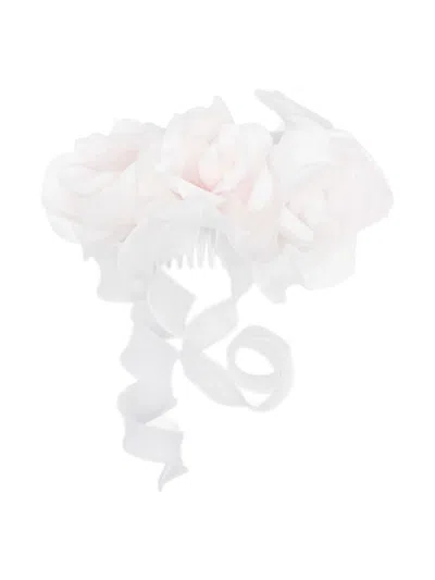 Monnalisa Kids' Floral-appliqué Hair Clip In White