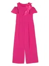 Monnalisa Floral-appliqué Jumpsuit In Pink