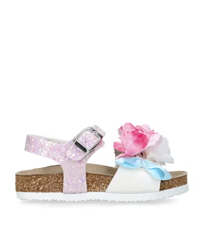 Monnalisa Kids' Floral-appliqué Sandals In Multi