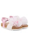 Monnalisa Floral-appliqué Sandals In Pink