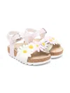Monnalisa Floral-appliqué Sandals In Pink