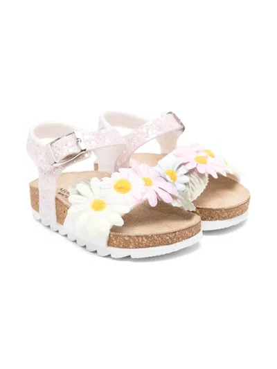 Monnalisa Kids' Floral-appliqué Sandals In Pink