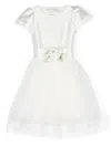 Monnalisa Floral-appliqué Short-sleeved Dress In White