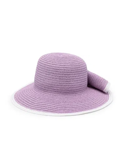 Monnalisa Kids' Floral-appliqué Sun Hat In 紫色