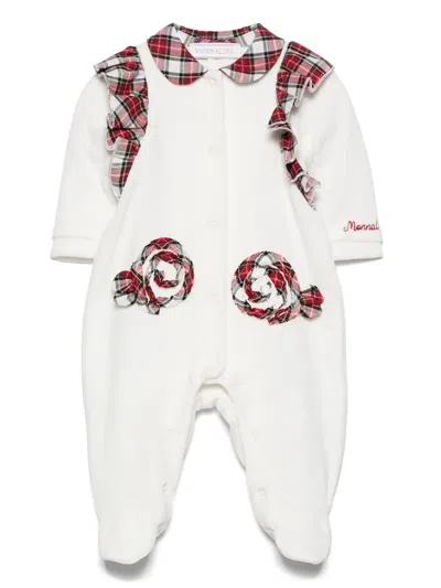Monnalisa Babies' Floral-appliqué Terry-cloth Pyjama In White