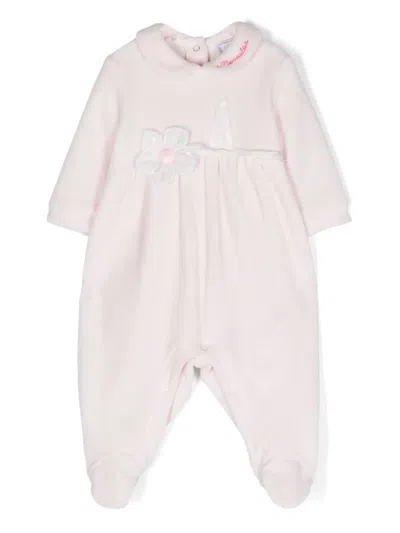 Monnalisa Babies' Floral-appliqué Terry-cloth Pyjamas In Pink