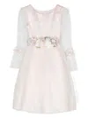 Monnalisa Floral-appliqué Tulle Dress In Pink