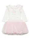 Monnalisa Floral-appliqué Tutu Skirt Set In Pink