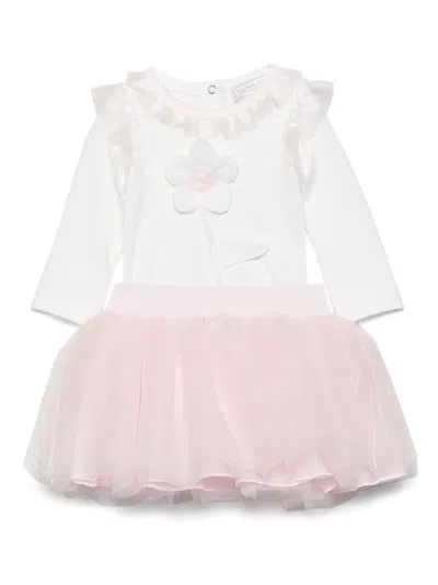 Monnalisa Babies' Floral-appliqué Tutu Skirt Set In Pink